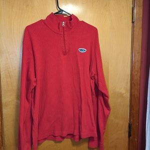 Hollister Sweater Mens XL Large Red Pullover Ribbed Sweater 1/4 Zip